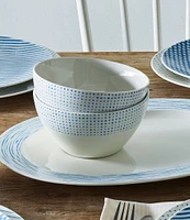 Noritake Blue Hammock Collection Rim Dot All-Purpose Bowls, Set of 4