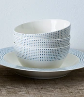 Noritake Blue Hammock Collection Rim Dot All-Purpose Bowls, Set of 4