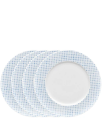 Noritake Blue Hammock Collection Rim Dot Dinner Plates, Set of 4