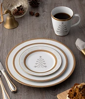 Noritake Charlotta Gold Holiday Tree Appetizer Plates, Set of 4