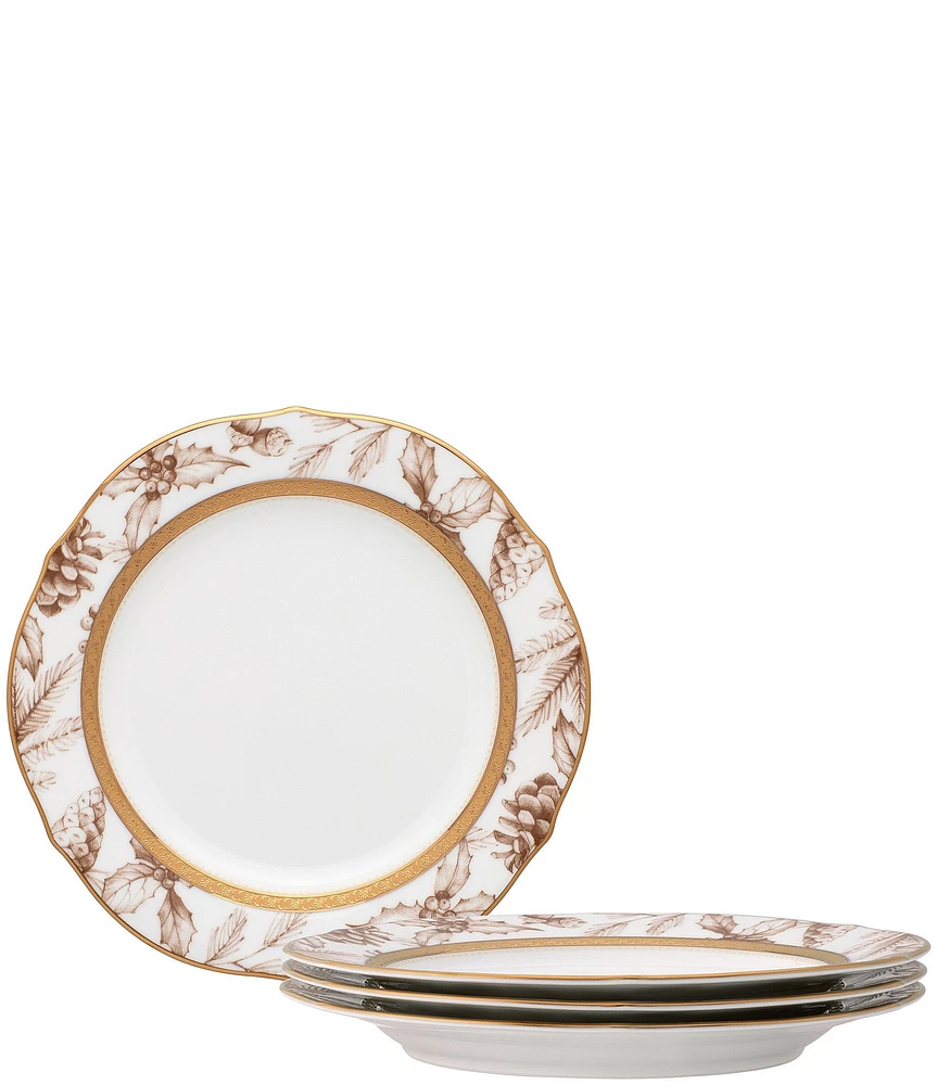 Noritake Charlotta Gold Porcelain Harvest Accent Plates, Set of 4