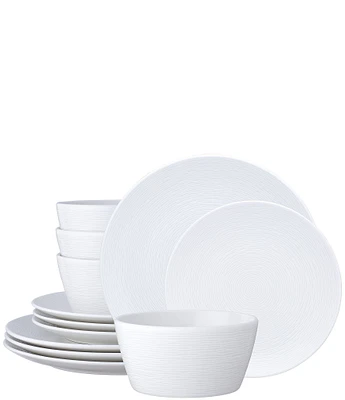 Noritake Colorscapes White-on-White Swirl 12-Piece Coupe Set