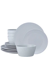 Noritake Colorscapes White-on-White Swirl 12-Piece Coupe Set