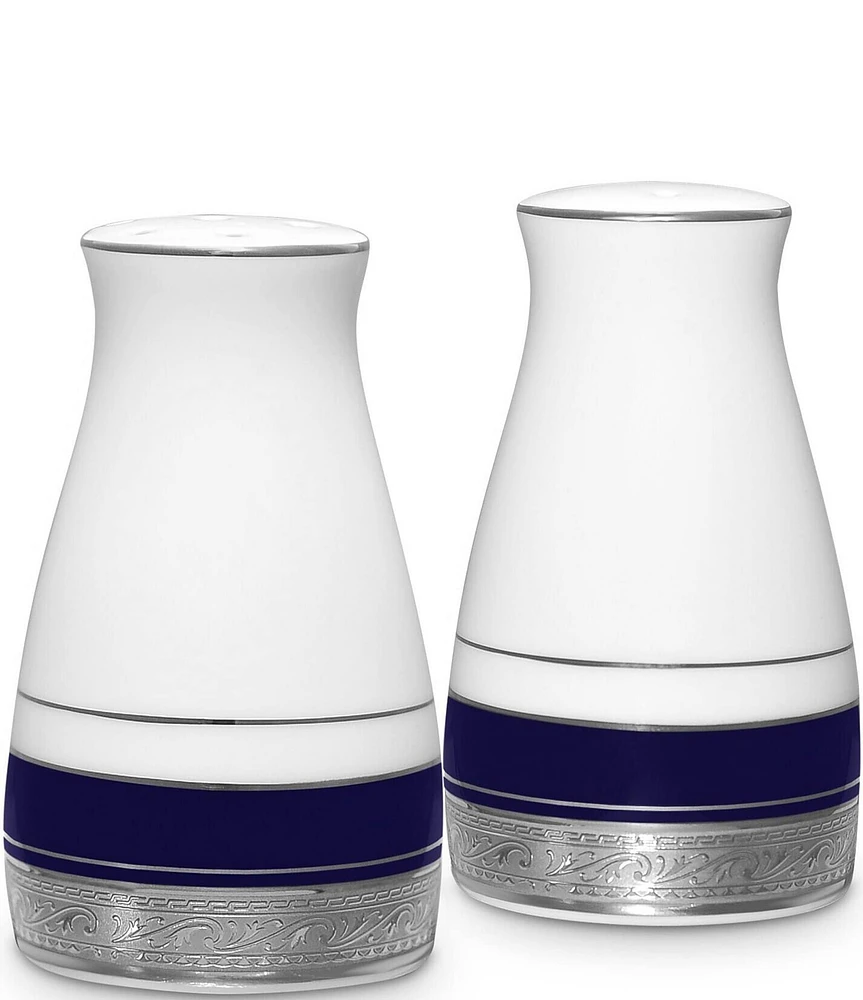 Noritake Crestwood Cobalt Platinum Porcelain Salt & Pepper Shaker Set