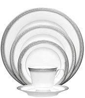 Noritake Crestwood Etched Platinum Porcelain 5-Piece Place Setting
