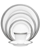 Noritake Crestwood Etched Platinum Porcelain 5-Piece Place Setting