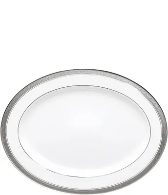 Noritake Crestwood Etched Platinum Porcelain Oval Platter