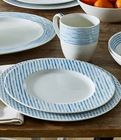 Noritake Khaki Hammock Collection Rimmed Stripe Salad Plates, Set of 4