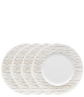 Noritake Khaki Hammock Collection Rimmed Stripe Salad Plates, Set of 4