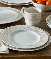 Noritake Khaki Hammock Collection Rimmed Stripe Salad Plates, Set of 4