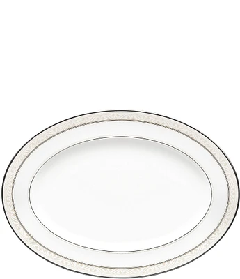 Noritake Montvale Scroll Platinum Bone China Oval Platter