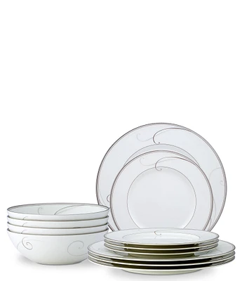 Noritake Platinum Wave Collection 12-Piece Set, Service For 4