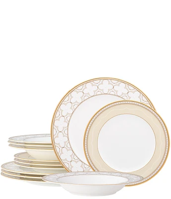 Noritake Trefolio Gold Collection 12-Piece Set, Service For 4