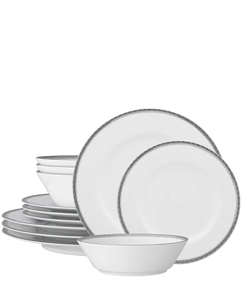 Noritake Whiteridge Platinum Collection 12-Piece Set, Service For 4