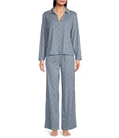 Nottibianche Grid Geo Print Knit Coordinating Straight Leg Sleep Pants