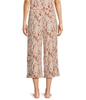 Nottibianche Ikat Print Coordinating Knit Cropped Drawstring Sleep Pant