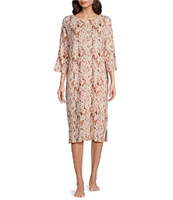 Nottibianche Ikat Print V-Neck Short Sleeve Knit Caftan