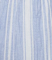 Nottibianche Plus Size Striped Gauze Drawstring Tie Coordinating Cropped Sleep Pants