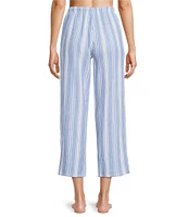 Nottibianche Striped Gauze Drawstring Tie Coordinating Cropped Sleep Pants