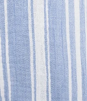 Nottibianche Striped Gauze Drawstring Tie Coordinating Cropped Sleep Pants