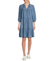 Nurture 3/4 Sleeve Tiered Ruffle Short Dress