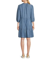 Nurture 3/4 Sleeve Tiered Ruffle Short Dress