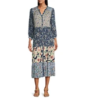 Nurture by Westbound 3/4 Sleeve Floral Button Front Maxi Dress