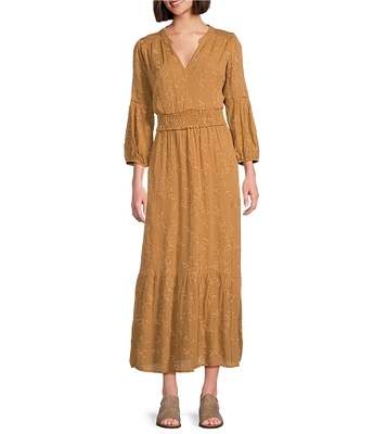 Nurture by Westbound 3/4 Sleeve V-Neck Maxi Dress