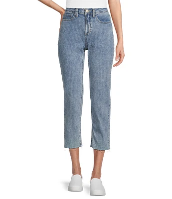 Nurture by Westbound Cropped High Rise Striped Slim Fit Jeans