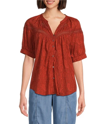 Nurture by Westbound Elbow Sleeve Button Down Top