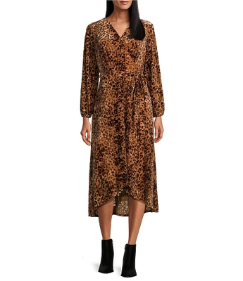 Nurture by Westbound Faux Wrap Printed Hi-Low Bracelet Sleeve Dress