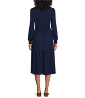 Nurture by Westbound Long Sleeve Smocked Bodice Midi Dress