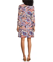 Nurture by Westbound Long Sleeve V-Neck Button Front Smocked Waist Dress