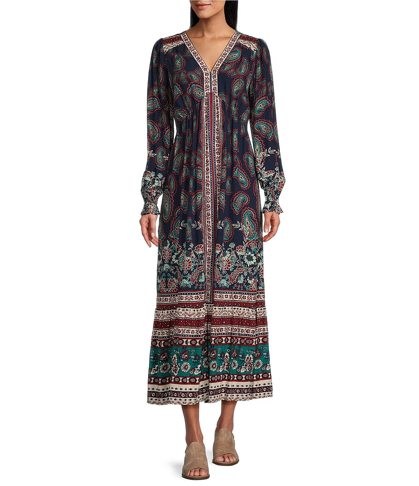 Nurture by Westbound Long Sleeve V-Neck Maxi Dress