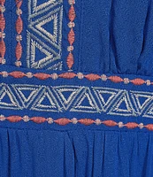 Nurture by Westbound Petite Size 3/4 Sleeve V-Neck Embroidered Midi Dress