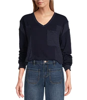 Nurture by Westbound Petite Size Long Sleeve Crew Neck Waffle Knit Top