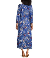 Nurture by Westbound Petite Size V-Neck Floral Maxi Front Slit Elbow Sleeve Dress