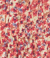 Nurture by Westbound Petite Woven Elbow Sleeve Pintuck Yoke Floral Top