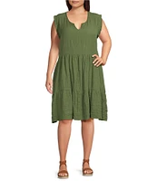 Nurture by Westbound Plus Size Cap Flutter Sleeve Short Dress