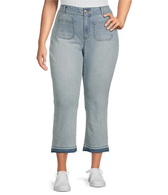 Nurture by Westbound Plus Size Crop Kick Flare Patch Pocket Jeans