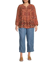 Nurture by Westbound Plus Size Drawstring Wide Leg Ankle Pull-On Pants