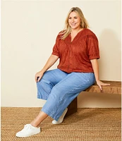 Nurture by Westbound Plus Size Drawstring Wide Leg Ankle Pull-On Pants