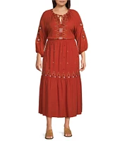 Nurture by Westbound Plus Size Embroidered Tiered Coordinating Midi Skirt