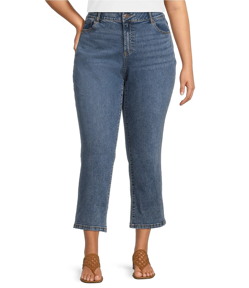 Nurture by Westbound Plus Size High Rise 5-Pocket Slim Crop Rolled Cuff Boyfriend Jeans