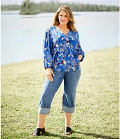 Nurture by Westbound Plus Size High Rise 5-Pocket Slim Crop Rolled Cuff Boyfriend Jeans