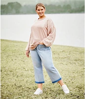 Nurture by Westbound Plus Size Knit Long Sleeve Crew Neck Embroidered Sweatshirt