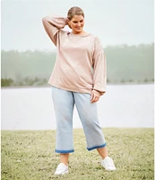 Nurture by Westbound Plus Size Knit Long Sleeve Crew Neck Embroidered Sweatshirt
