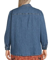 Nurture by Westbound Plus Size Long Sleeve Button Front Denim Shacket