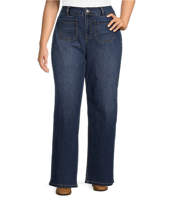 Nurture By Westbound Plus Size Patch Pocket Wide Straight Leg Denim Pant