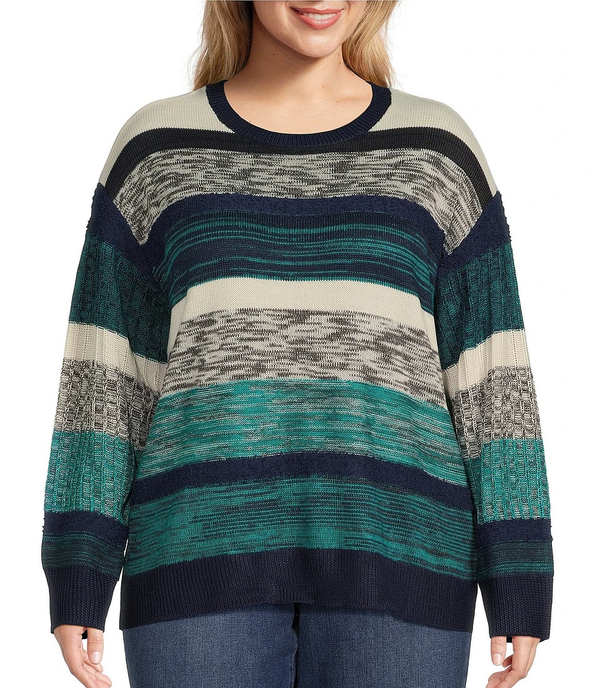 Nurture by Westbound Plus Size Textured Crew Neck Sweater